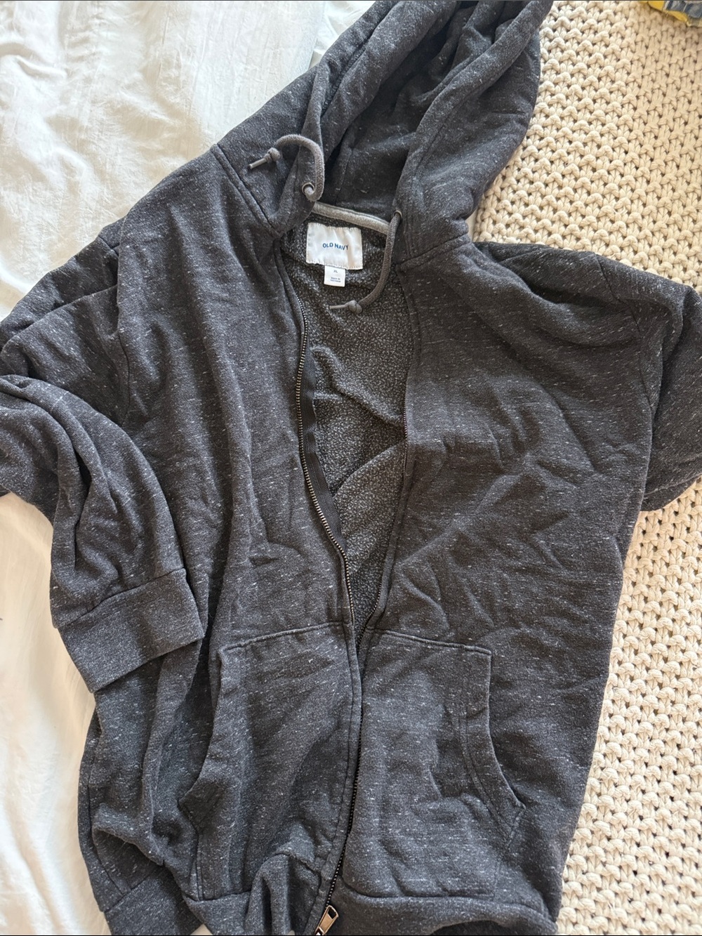 Old Navy Charcoal Gray Full-Zip Hooded Sweatshirt